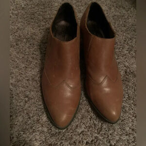 Reba Lane Womens Ankle Boots Brown Leather Size 8.5M Western Slip On